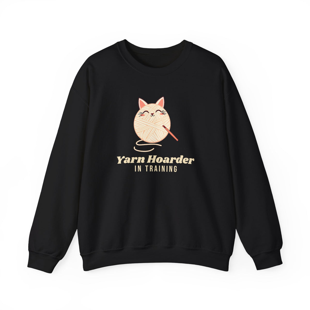 Crochet Lover Sweatshirt, Yarn Hoarder Cat Crewneck, Christmas Gift for Crafters