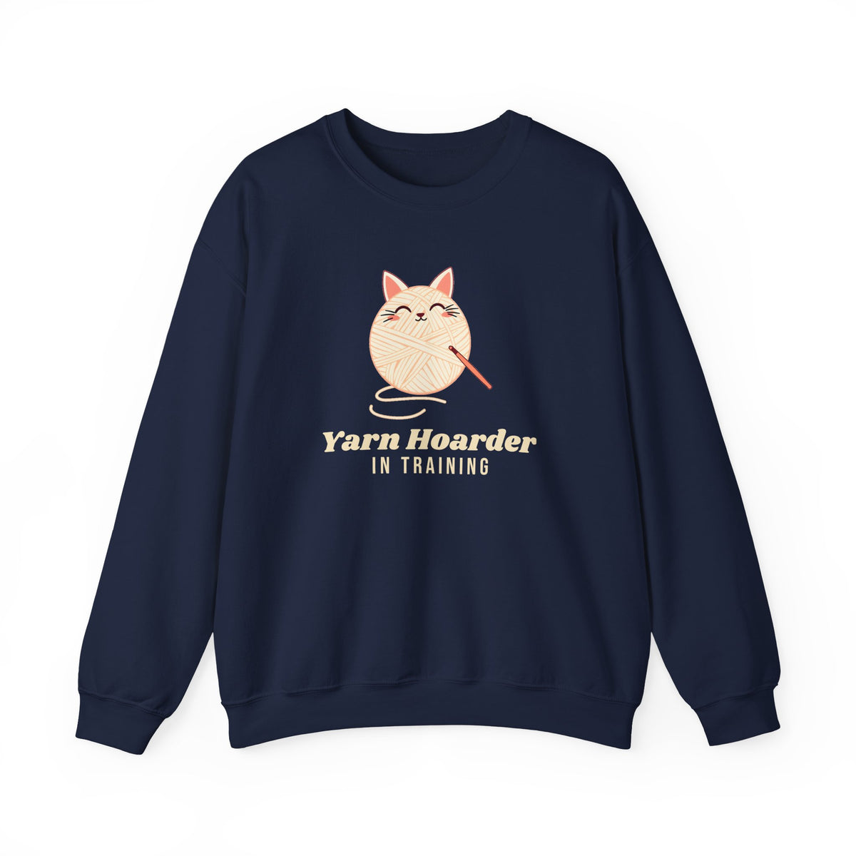 Crochet Lover Sweatshirt, Yarn Hoarder Cat Crewneck, Christmas Gift for Crafters