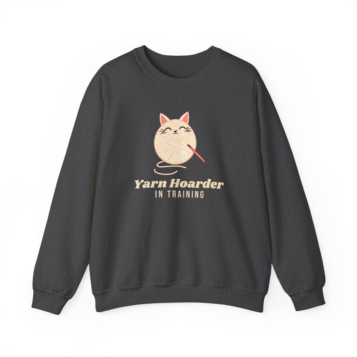 Crochet Lover Sweatshirt, Yarn Hoarder Cat Crewneck, Christmas Gift for Crafters